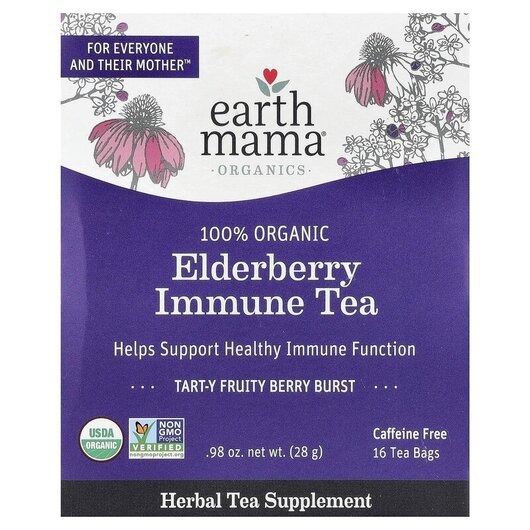 Основне фото товара Organics 100% Organic Elderberry Immune Tea Tart-Y Fruity Berry Burst Caffeine Free 16 Tea Bags Основне фото товара Organics 100% Organic Elderberry Immune Tea Tart-Y, Органічний Ча